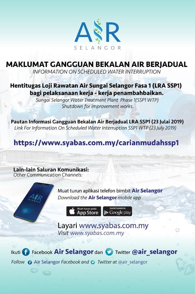 Selangor 2021 air gangguan EARLY NOTICE