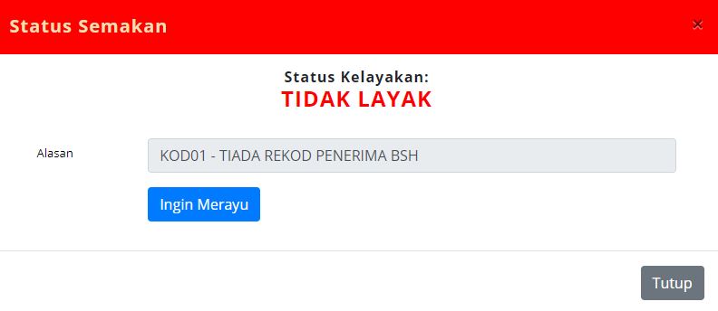 Ini Cara Untuk Semakan dan Rayuan Online Kelayakan Program 