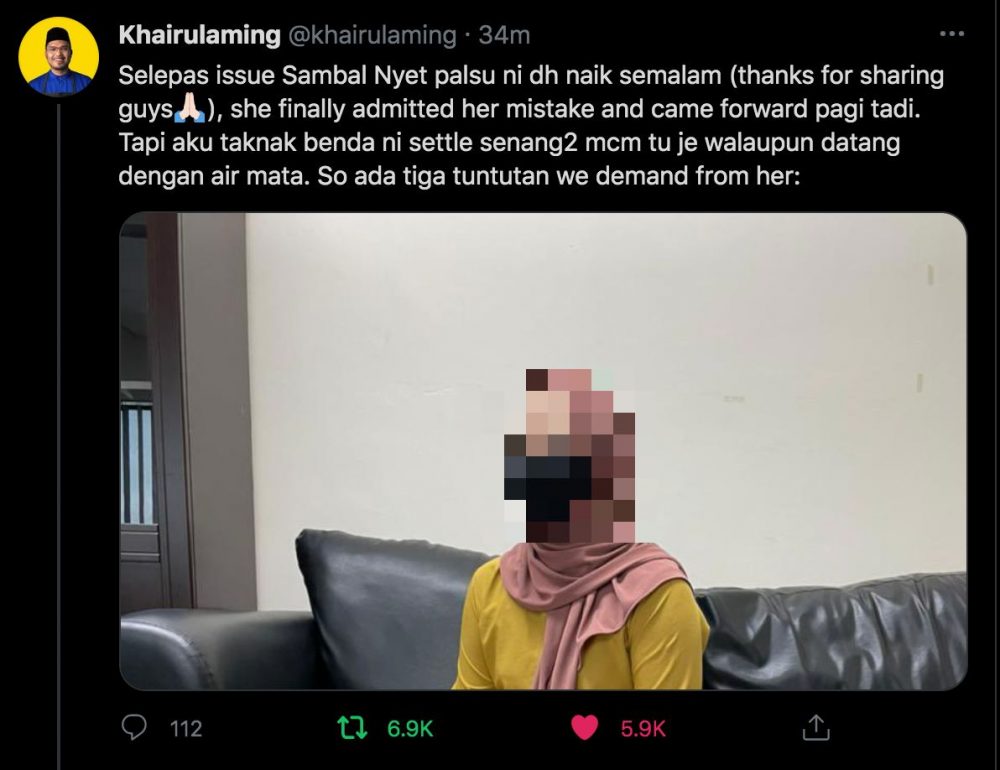 [VIDEO] Mengaku Jual Sambal Nyet Palsu, Wanita Jumpa Khairul Aming Minta Maaf