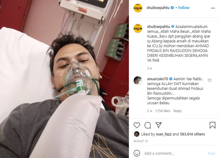 “Paru-paru rosak akibat C19” Abang Siti Sarah Masih Perlu Bantuan Oksigen